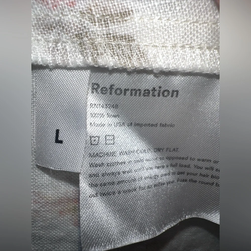 Reformation Marabella Linen Smocked Front Slit Midi Dress Mildred Cream Large - Picture 4 of 10